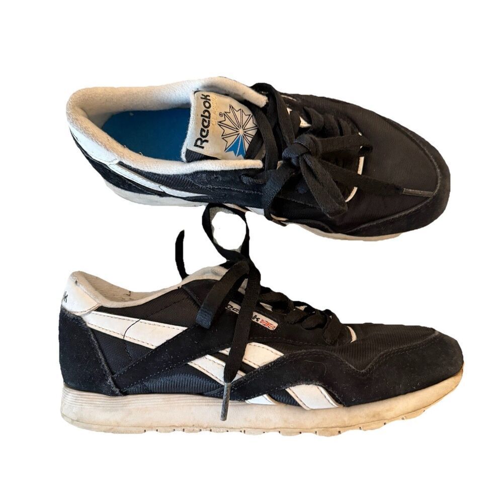 Reebok Classic Nylon Black White Adult Size 6.5 US 37 EU Preppy School Retro